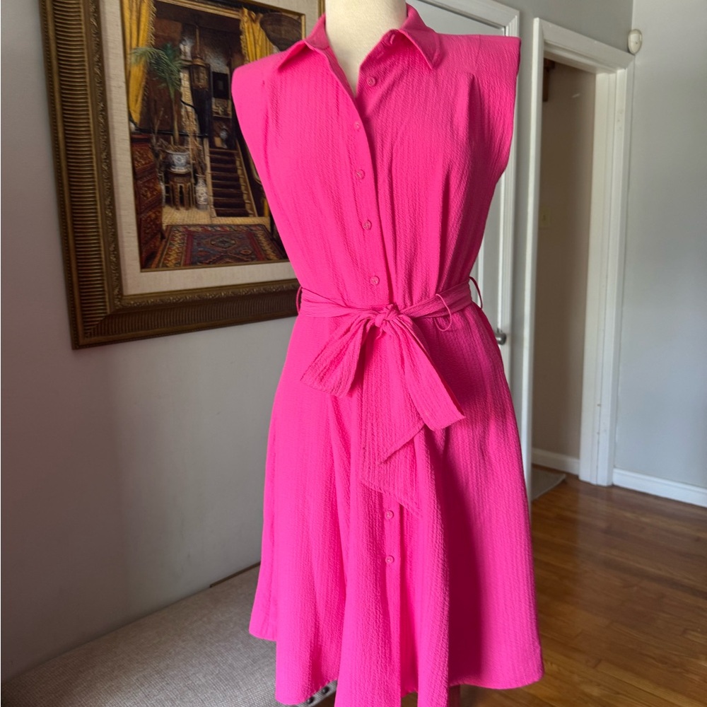 Calvin Klein Pink Tie Front Sleeveless Dress